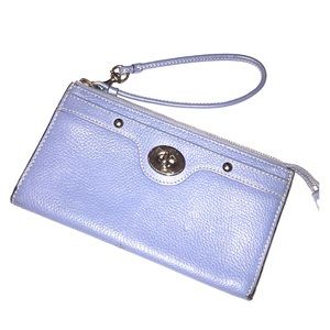 COACH periwinkle blue pebbled leather wristlet